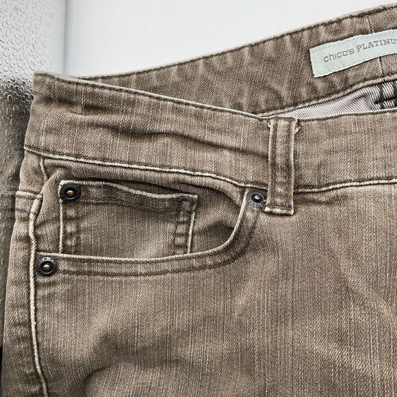 Chico's Platinum Denim Women's Ultimate Fit Slim Leg Jeans Size 2R Pewter Gray - Picture 8 of 10